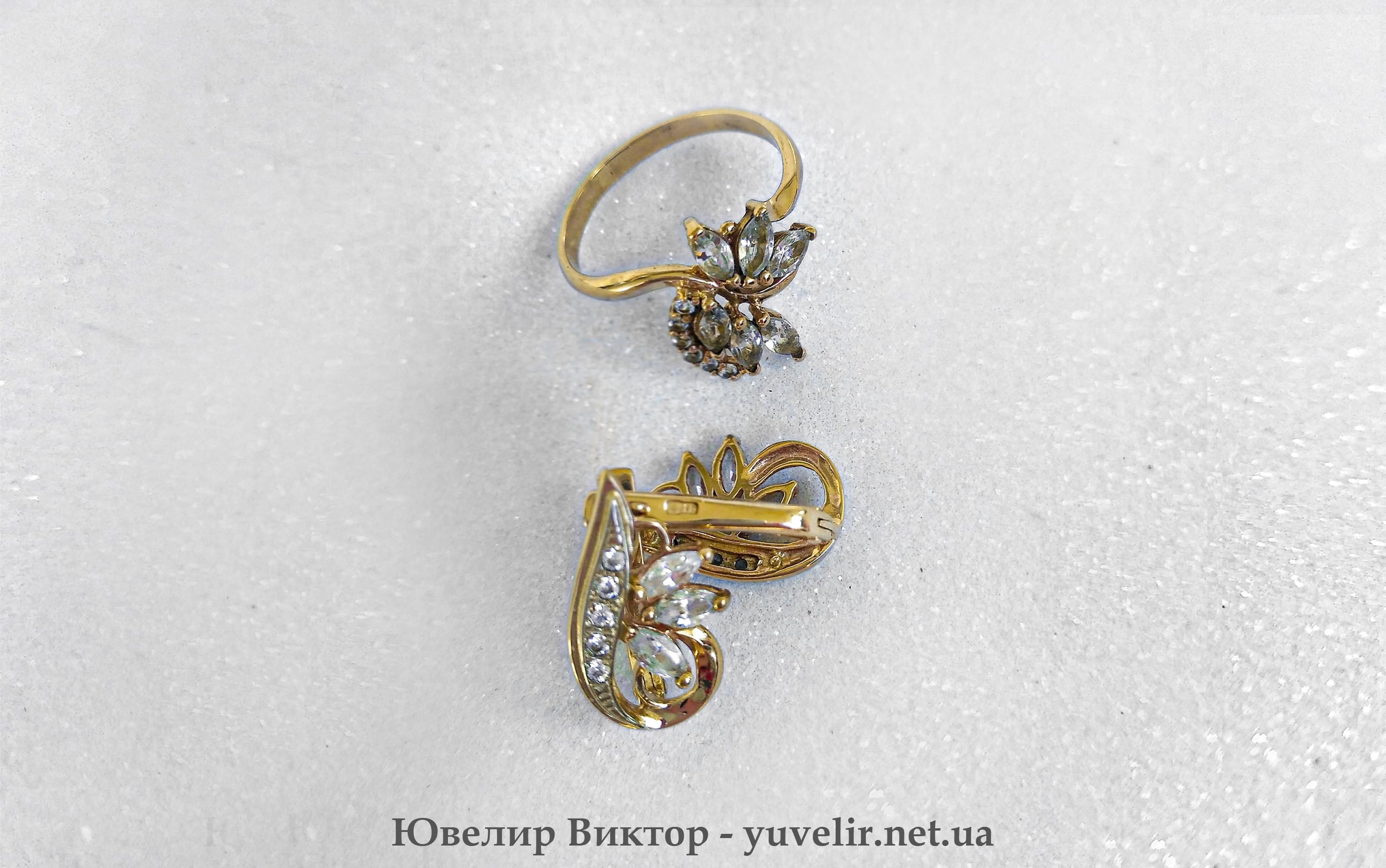 Купить Набор золотые кольцо и сережки